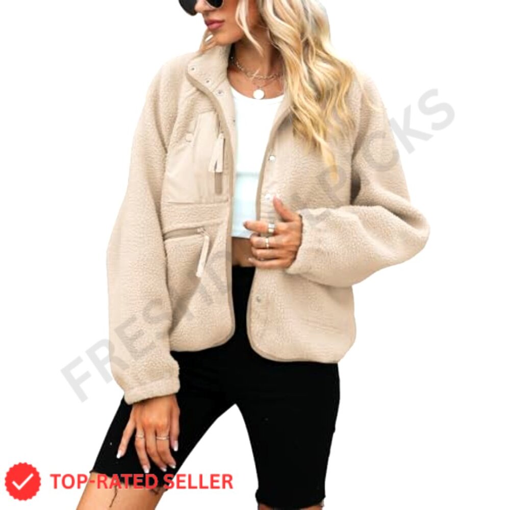 Fleece Sherpa Jacket Button Down Long Sleeve Wint… - image 2